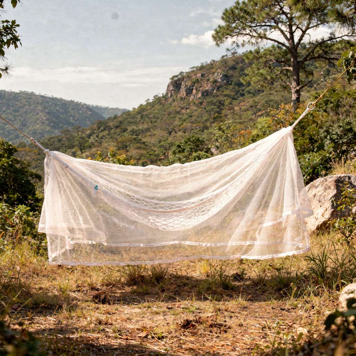 Amaca hammock net outdoors between two trees