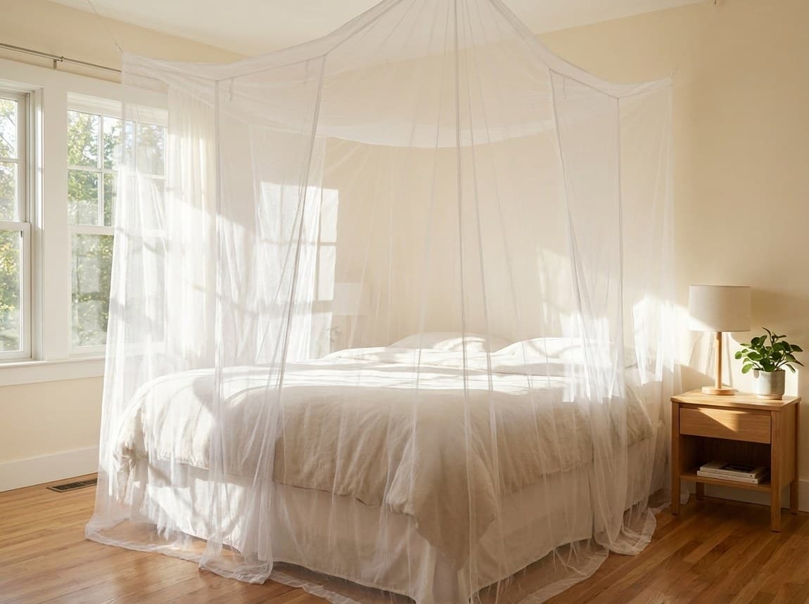 Cubo Tre large box canopy over a double bed