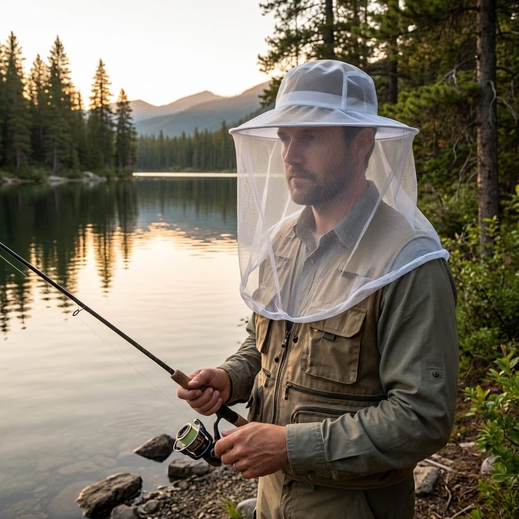 Volto Pop head net in white, worn